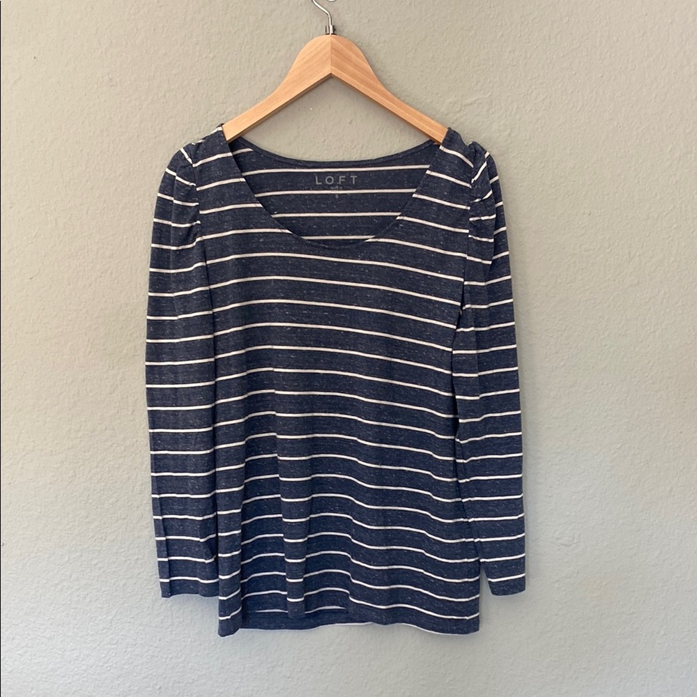 LOFT Navy and White Striped Top